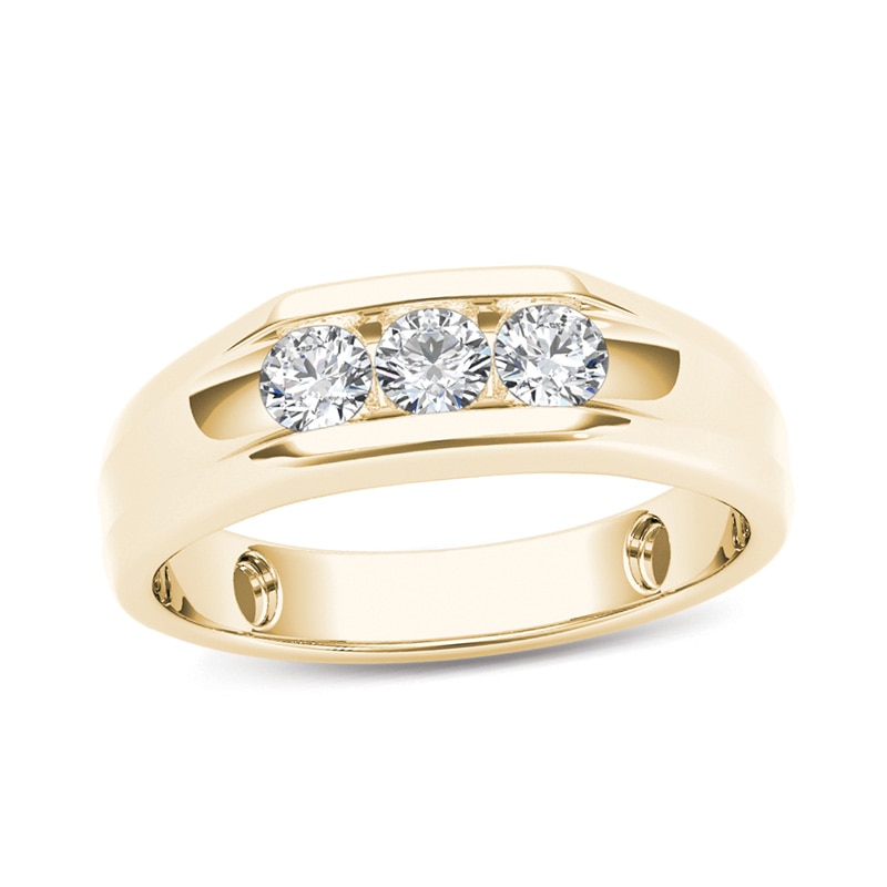 Main Image 1 of Previously Owned - Men's 1/2 CT. T.W. Diamond Three Stone Wedding Band in 14K Gold