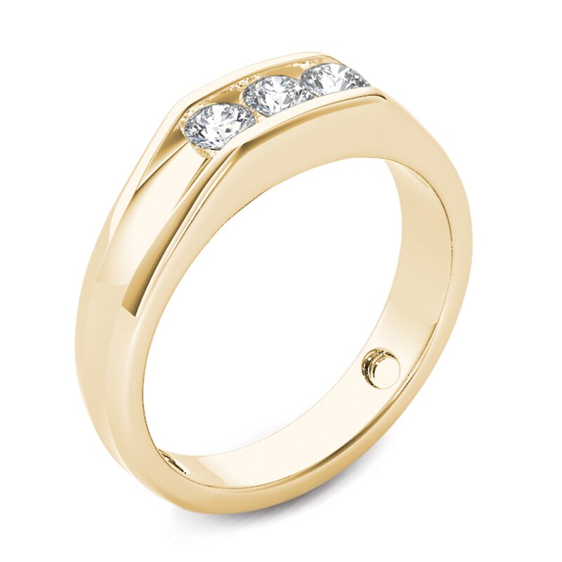 Main Image 2 of Previously Owned - Men's 1/2 CT. T.W. Diamond Three Stone Wedding Band in 14K Gold