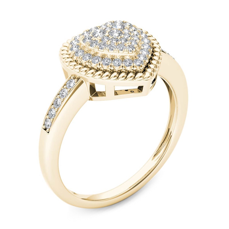 Previously Owned - 1/4 CT. T.W. Composite Diamond Heart-Shaped Rope Frame Ring in 10K Gold