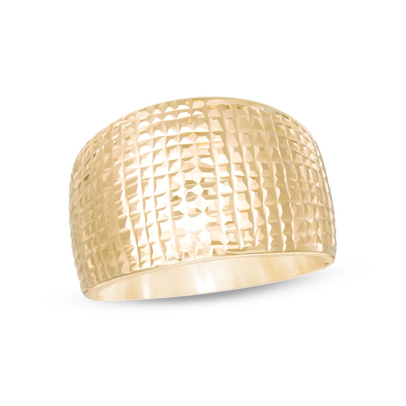 Main Image 1 of Previously Owned - Made in Italy Diamond-Cut Wide Dome Ring in 14K Gold
