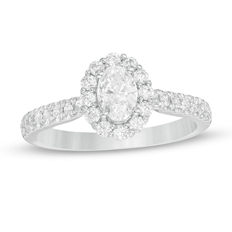 Main Image 1 of Previously Owned - Love's Destiny by Zales 1 CT. T.W. Diamond Scallop Engagement Ring in 14K White Gold (I/SI2)