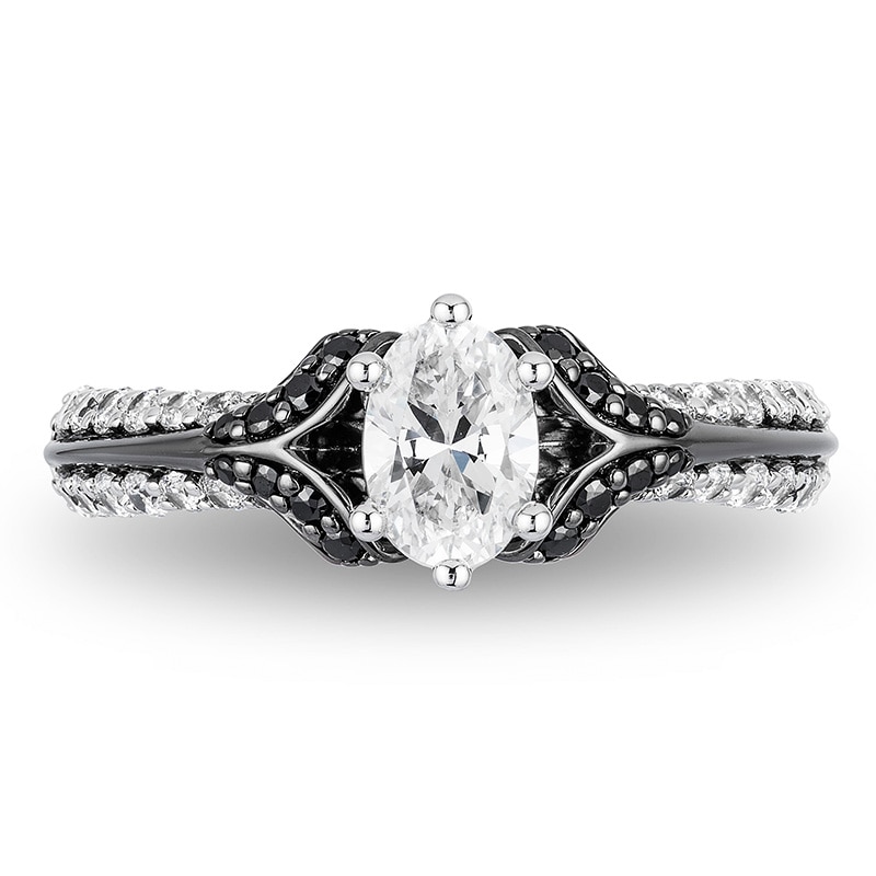 Main Image 4 of Previously Owned - Enchanted Disney Villains Evil Queen 1 CT. T.W. Oval Diamond Engagement Ring in 14K White Gold