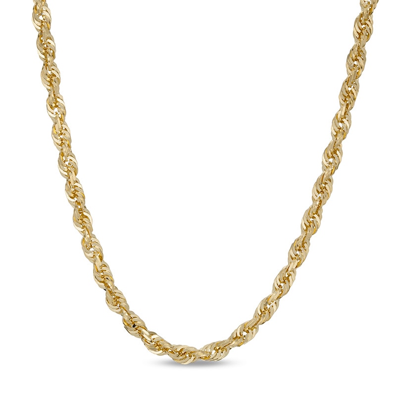 Main Image 1 of Previously Owned - Men's 4.4mm Diamond-Cut Glitter Rope Chain Necklace in 10K Gold - 24"