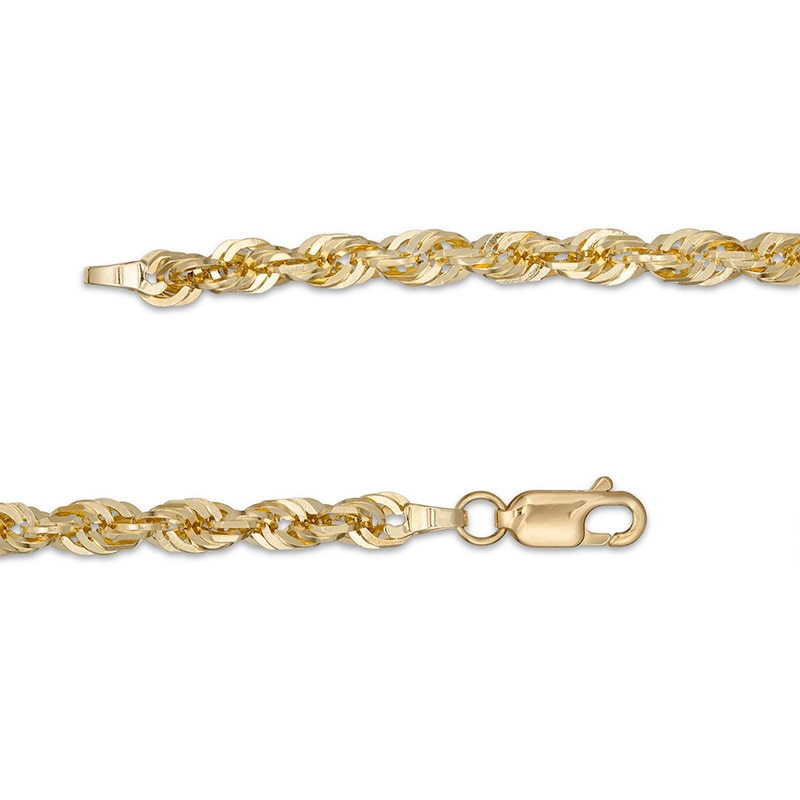 Main Image 3 of Previously Owned - Men's 4.4mm Diamond-Cut Glitter Rope Chain Necklace in 10K Gold - 24"