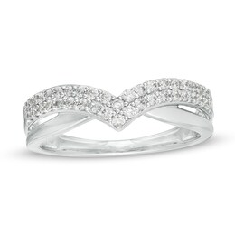Previously Owned - 1/3 CT. T.W. Diamond Chevron Anniversary Band in 14K White Gold