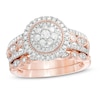 Thumbnail Image 1 of Previously Owned - 3/4 CT. T.W. Diamond Double Frame Art Deco Vintage-Style Bridal Set in 10K Rose Gold