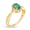 Thumbnail Image 3 of Previously Owned - Oval Emerald and 1/15 CT. T.W. Diamond Frame Twist Shank Ring in 10K Gold