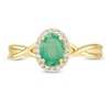 Thumbnail Image 4 of Previously Owned - Oval Emerald and 1/15 CT. T.W. Diamond Frame Twist Shank Ring in 10K Gold