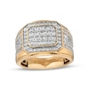 Thumbnail Image 1 of Previously Owned - Men's 2 CT. T.W. Octagonal Composite Diamond Frame Multi-Row Stepped Shank Ring in 10K Gold