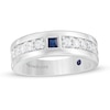 Thumbnail Image 1 of Previously Owned - Vera Wang Men's Sapphire and 3/4 CT. T.W. Diamond Wedding Band in 14K White Gold