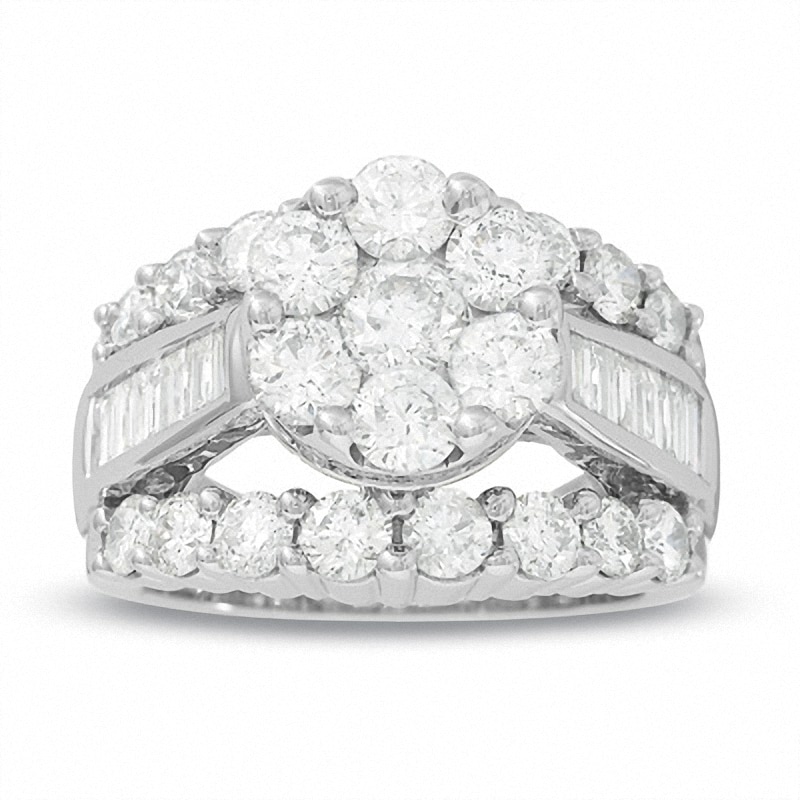 Main Image 1 of Previously Owned - 4 CT. T.W. Diamond Cluster Wedding Ring in 14K White Gold