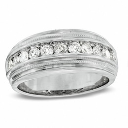 Previously Owned - 1 CT. T.W. Diamond Milgrain Band in 14K White Gold