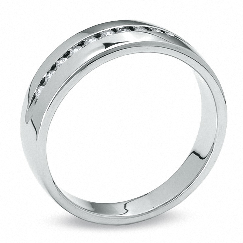 Main Image 2 of Previously Owned - 1/4 CT. T.W. Channel Set Diamond Wedding Band in 14K White Gold
