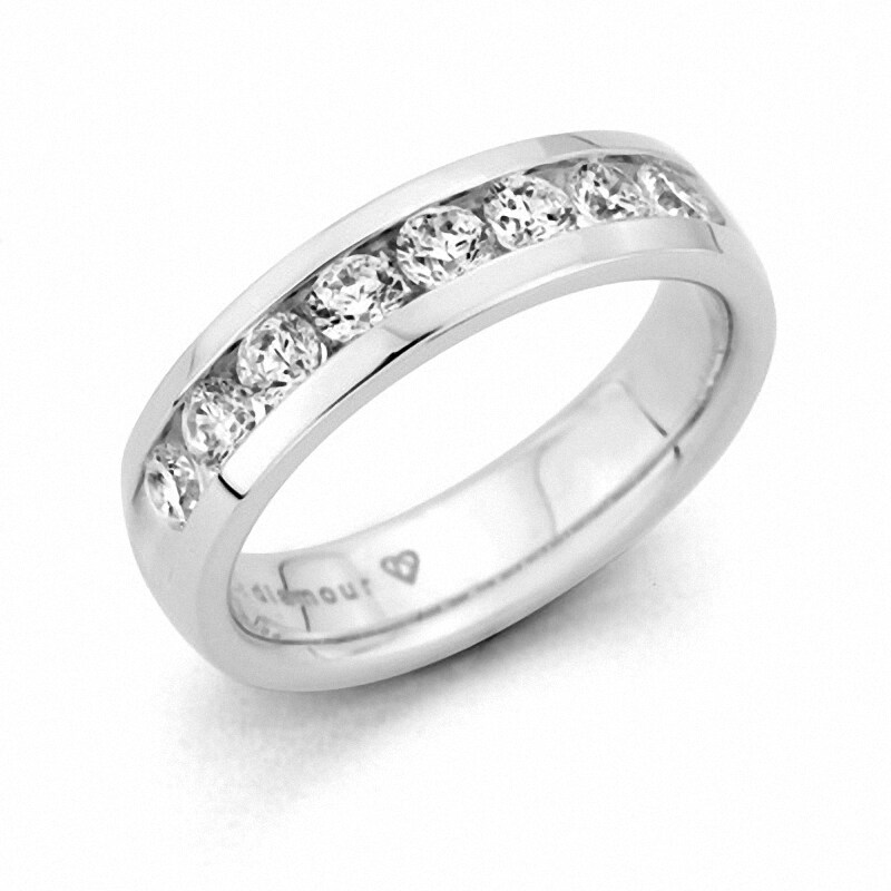 Main Image 1 of Previously Owned - Men's 1 CT. T.W. Diamond Channel Set Wedding Band in 14K White Gold (H/VS2)