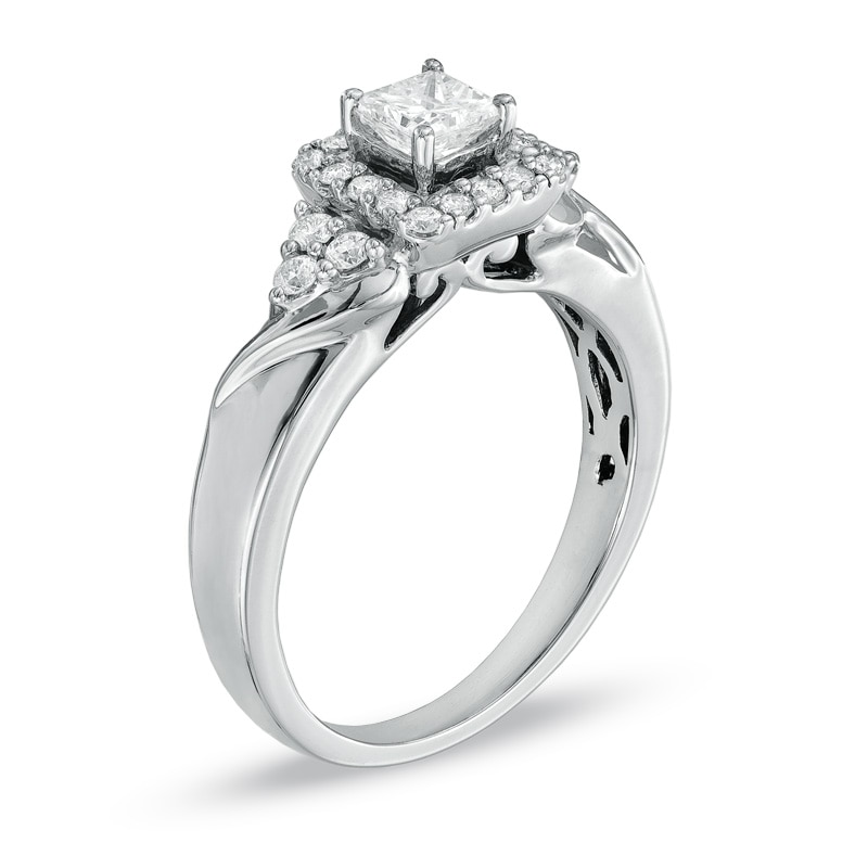 Previously Owned - 5/8 CT. T.W. Princess-Cut Diamond Frame Engagement Ring in 10K White Gold