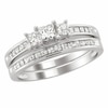 Thumbnail Image 1 of Previously Owned - 1-1/2 CT. T.W. Princess-Cut Diamond Three Stone Bridal Set in 14K White Gold