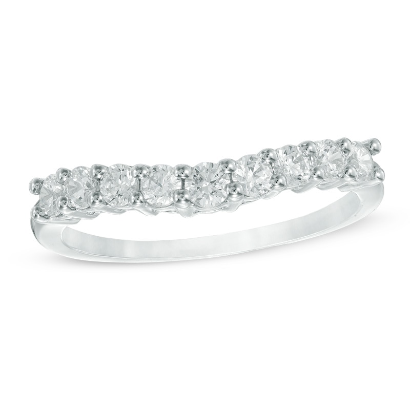 Main Image 1 of Previously Owned - 1/2 CT. T.W. Diamond Contour Anniversary Band in 14K White Gold