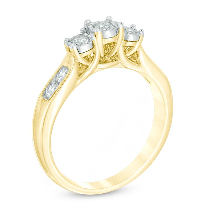 Main Image 2 of Previously Owned - 1/2 CT. T.W. Diamond Past Present Future® Engagement Ring in 10K Gold
