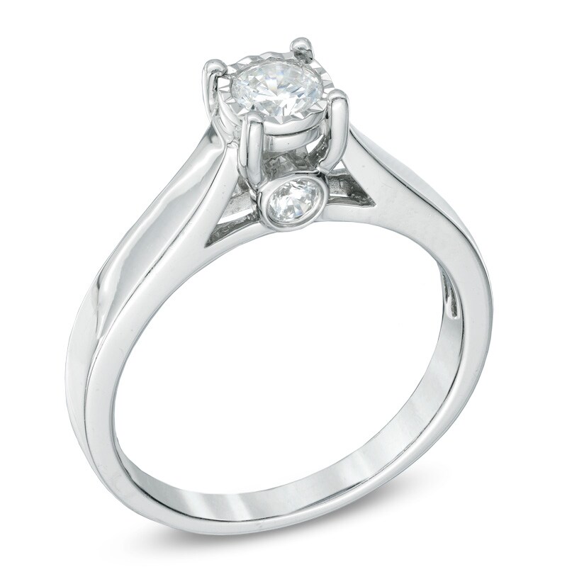 Main Image 2 of Previously Owned - 1/2 CT. T.W. Diamond Engagement Ring in 10K White Gold
