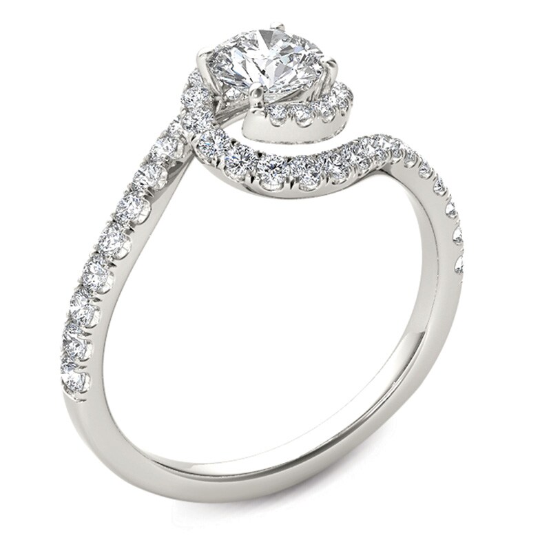 Main Image 2 of Previously Owned - 3/4 CT. T.W. Diamond Swirl Frame Bypass Engagement Ring in 14K White Gold