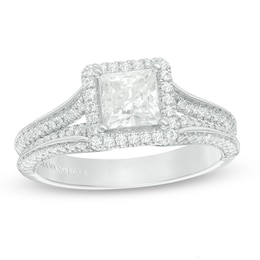Previously Owned - Vera Wang Love Collection 1-1/2 CT. T.W. Princess-Cut Diamond Frame Engagement Ring in 14K White Gold