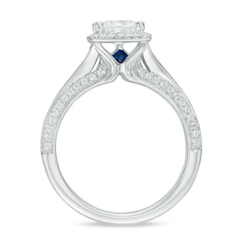 Main Image 3 of Previously Owned - Vera Wang Love Collection 1-1/2 CT. T.W. Princess-Cut Diamond Frame Engagement Ring in 14K White Gold