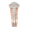 Thumbnail Image 4 of Previously Owned - 7/8 CT. T.W. Multi-Diamond Cushion Frame Art Deco Three Piece Bridal Set in 14K Two-Tone Gold
