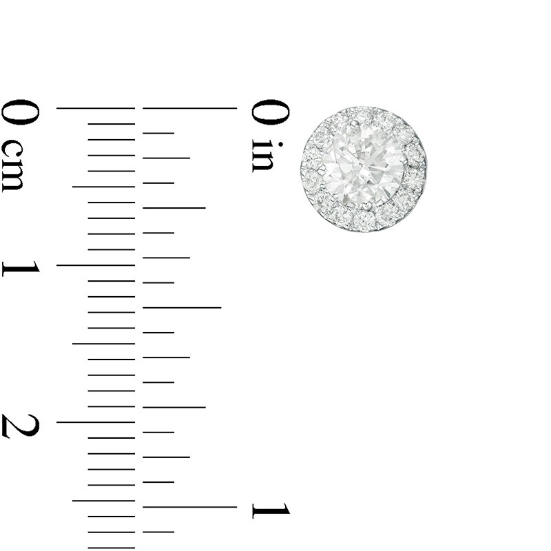 Main Image 3 of Previously Owned - 1-1/2 CT. T.W. Diamond Frame Stud Earrings in 14K White Gold