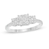 Thumbnail Image 1 of Previously Owned - 1/2 CT. T.W Composite Diamond Square Frame Three Stone Ring in 10K White Gold