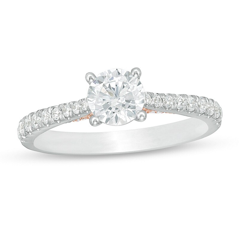 Main Image 1 of Previously Owned - Zales Private Collection 1 CT. T.W. Colourless Diamond Engagement Ring in 14K Two-Tone Gold (F/I1)