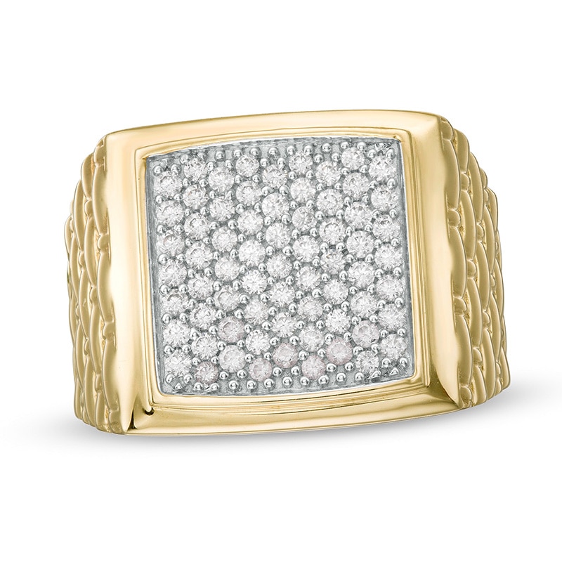 Main Image 1 of Previously Owned - 1 CT. T.W. Composite Diamond Square-Top Woven Shank Ring in 10K Gold
