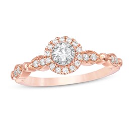 Previously Owned - 1/3 CT. T.W. Diamond Frame Vintage-Style Art Deco Engagement Ring in 10K Rose Gold