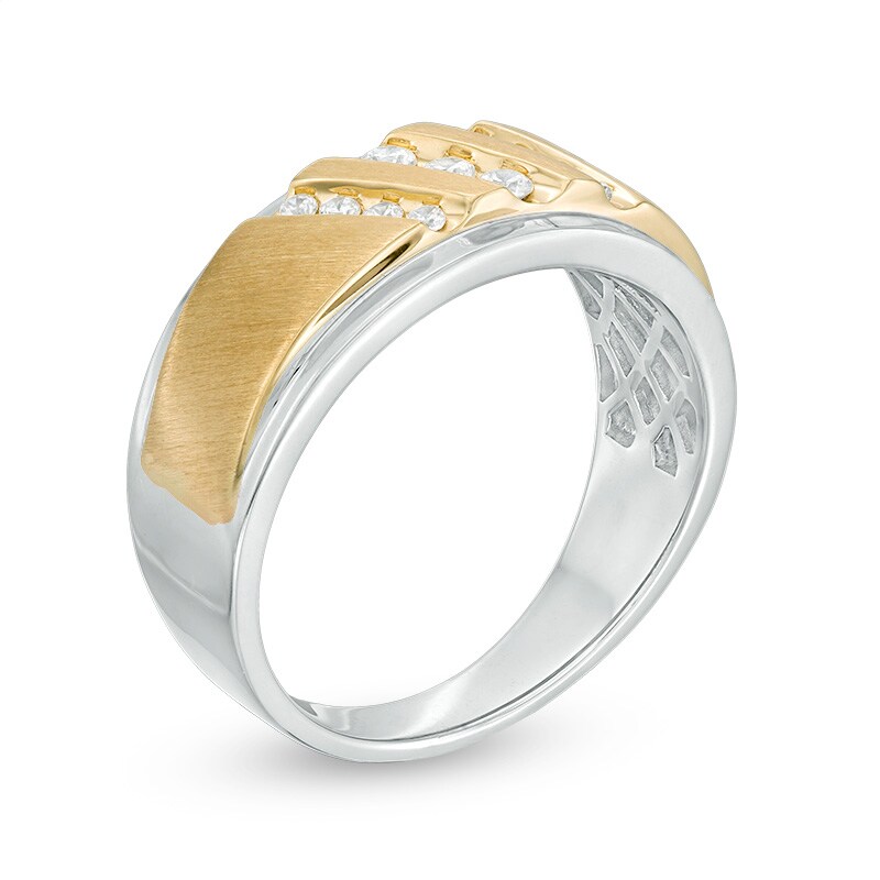 Main Image 2 of Previously Owned - 1/4 CT. T.W. Diamond Triple Slant Band in 10K Two-Tone Gold