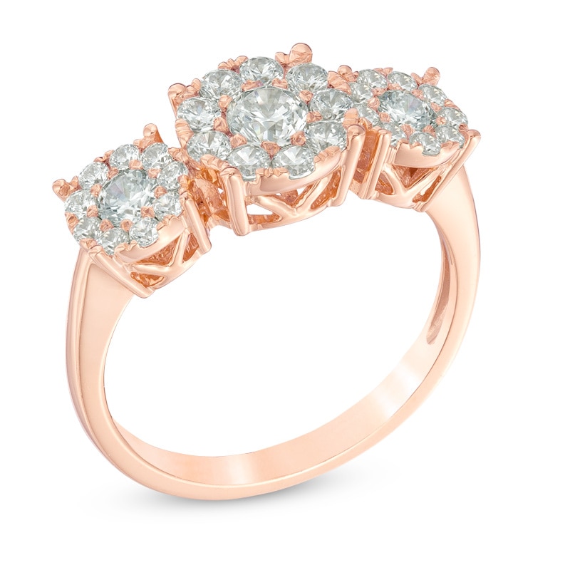 Main Image 2 of Previously Owned - 1 CT. T.W. Composite Diamond Three Stone Engagement Ring in 10K Rose Gold