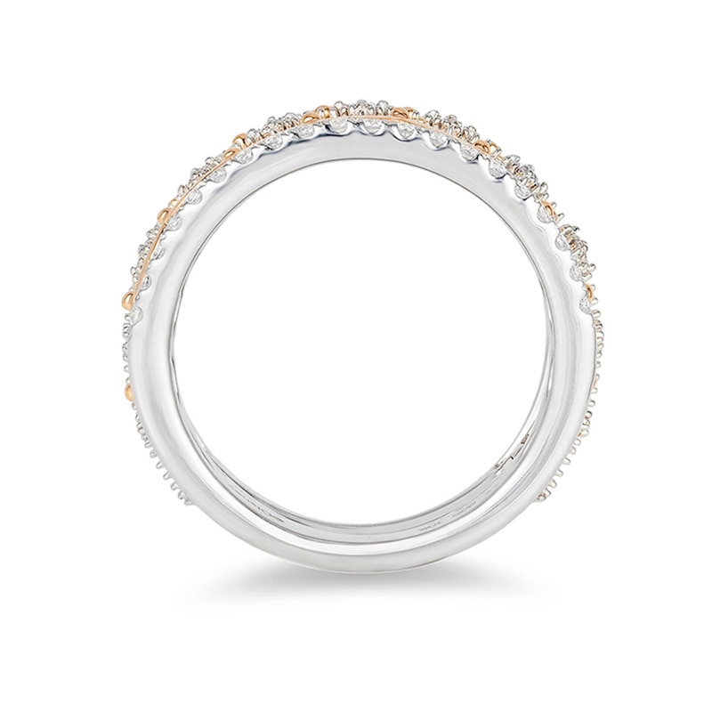 Main Image 3 of Previously Owned - Enchanted Disney Princess 1/2 CT. T.W. Diamond Tiara Stackable Three Ring Set in 14K Two-Tone Gold