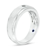 Thumbnail Image 1 of Previously Owned - Vera Wang Love Collection Men's 1/20 CT. Black Diamond Solitaire Wedding Band in 14K White Gold