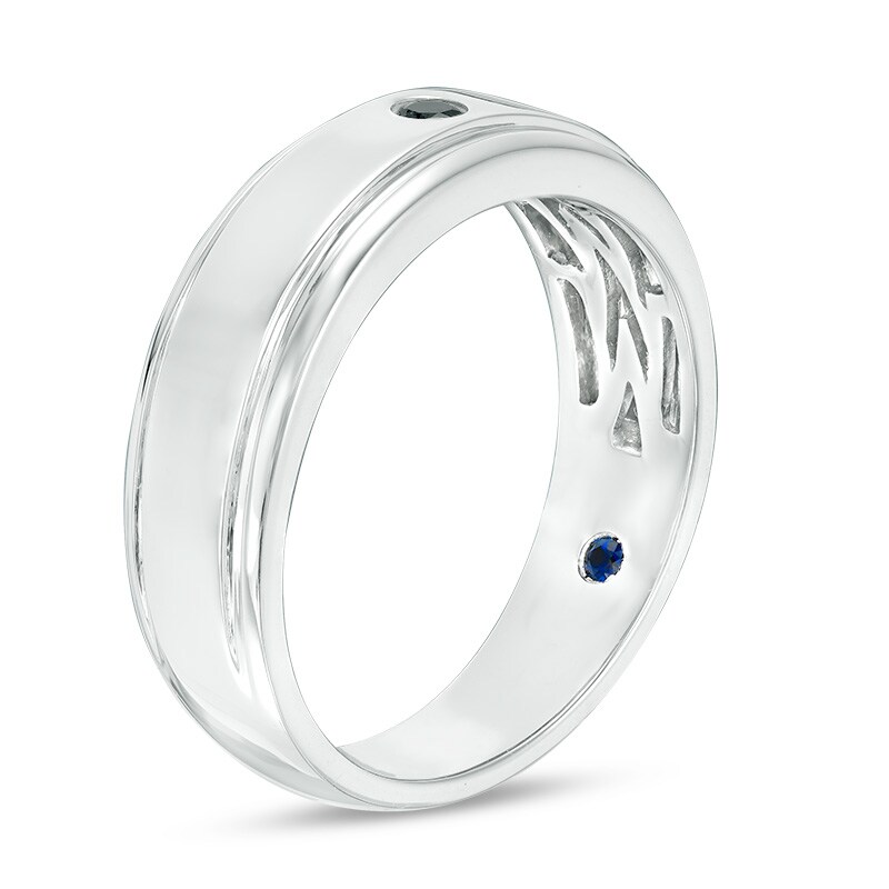 Previously Owned - Vera Wang Love Collection Men's 1/20 CT. Black Diamond Solitaire Wedding Band in 14K White Gold