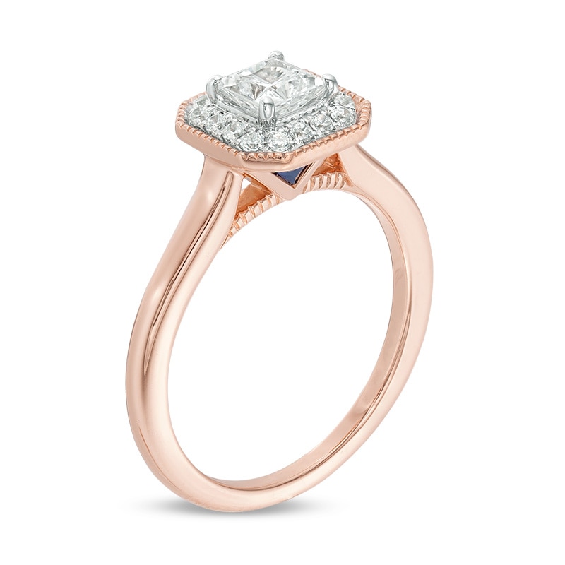 Main Image 2 of Previously Owned - Vera Wang Love Collection 5/8 CT. T.W. Diamond Frame Vintage-Style Engagement Ring in 14K Rose Gold