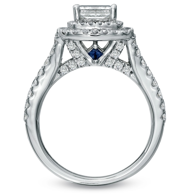 Main Image 2 of Previously Owned - Vera Wang Love Collection 2-1/5 CT. T.W. Princess-Cut Diamond Frame Engagement Ring in 14K White Gold