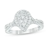 Thumbnail Image 1 of Previously Owned - 1/2 CT. T.W. Composite Diamond Pear-Shaped Frame Split Shank Ring in 10K White Gold