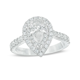 Previously Owned - Vera Wang Love Collection 1-3/4 CT. T.W. Pear Diamond Frame Engagement Ring in 14K White Gold (I/SI2)