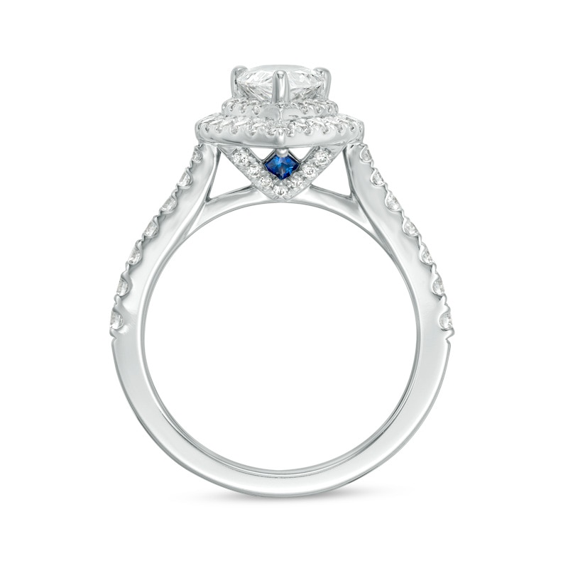 Main Image 3 of Previously Owned - Vera Wang Love Collection 1-3/4 CT. T.W. Pear Diamond Frame Engagement Ring in 14K White Gold (I/SI2)