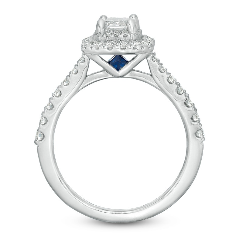 Main Image 3 of Previously Owned - Vera Wang Love Collection 1-1/3 CT. T.W. Emerald-Cut Diamond Frame Engagement Ring in 14K White Gold