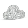 Thumbnail Image 1 of Previously Owned - 1 CT. T.W. Composite Pear Diamond Frame Tiered Shank Engagement Ring in 10K White Gold
