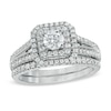 Thumbnail Image 0 of Previously Owned - Celebration Ideal 1 CT. T.W. Diamond Double Frame Bridal Set in 14K White Gold (I/I1)