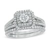 Thumbnail Image 1 of Previously Owned - Celebration Ideal 1 CT. T.W. Diamond Double Frame Bridal Set in 14K White Gold (I/I1)