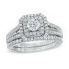 Thumbnail Image 0 of Previously Owned - Celebration Ideal 1 CT. T.W. Diamond Double Frame Bridal Set in 14K White Gold (I/I1)