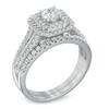 Thumbnail Image 1 of Previously Owned - Celebration Ideal 1 CT. T.W. Diamond Double Frame Bridal Set in 14K White Gold (I/I1)