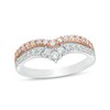 Thumbnail Image 0 of Previously Owned - 1/2 CT. T.W. Princess-Cut and Round Diamond Double Chevron Anniversary Band in 14K Two-Tone Gold