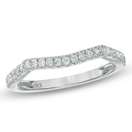 Previously Owned - Vera Wang Love Collection 1/5 CT. T.W. Diamond Contour Wedding Band in 14K White Gold